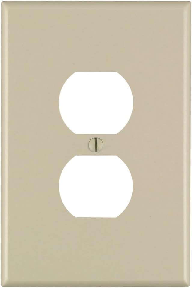 1-Gang Duplex Device Receptacle Wallplate, Oversized, Thermoset, Device Mount, Ivory, 86103