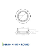 DBR40-S1W Baffle Slim Downlight, 4" Round, White