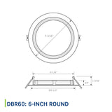 DBR60-S1W Baffle Slim Downlight, 6" Round, White