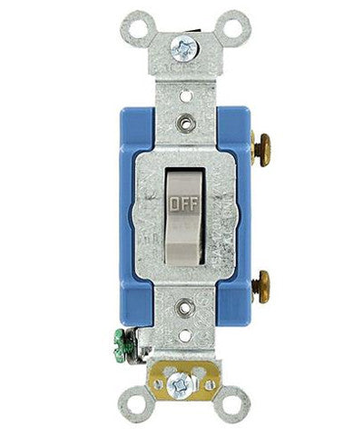 15-Amp, Toggle Single-Pole AC Quiet Switch, 120/277-Volt, Extra Heavy Duty Grade, Self Grounding, Various Colors, 1201-2 - Leviton - 1