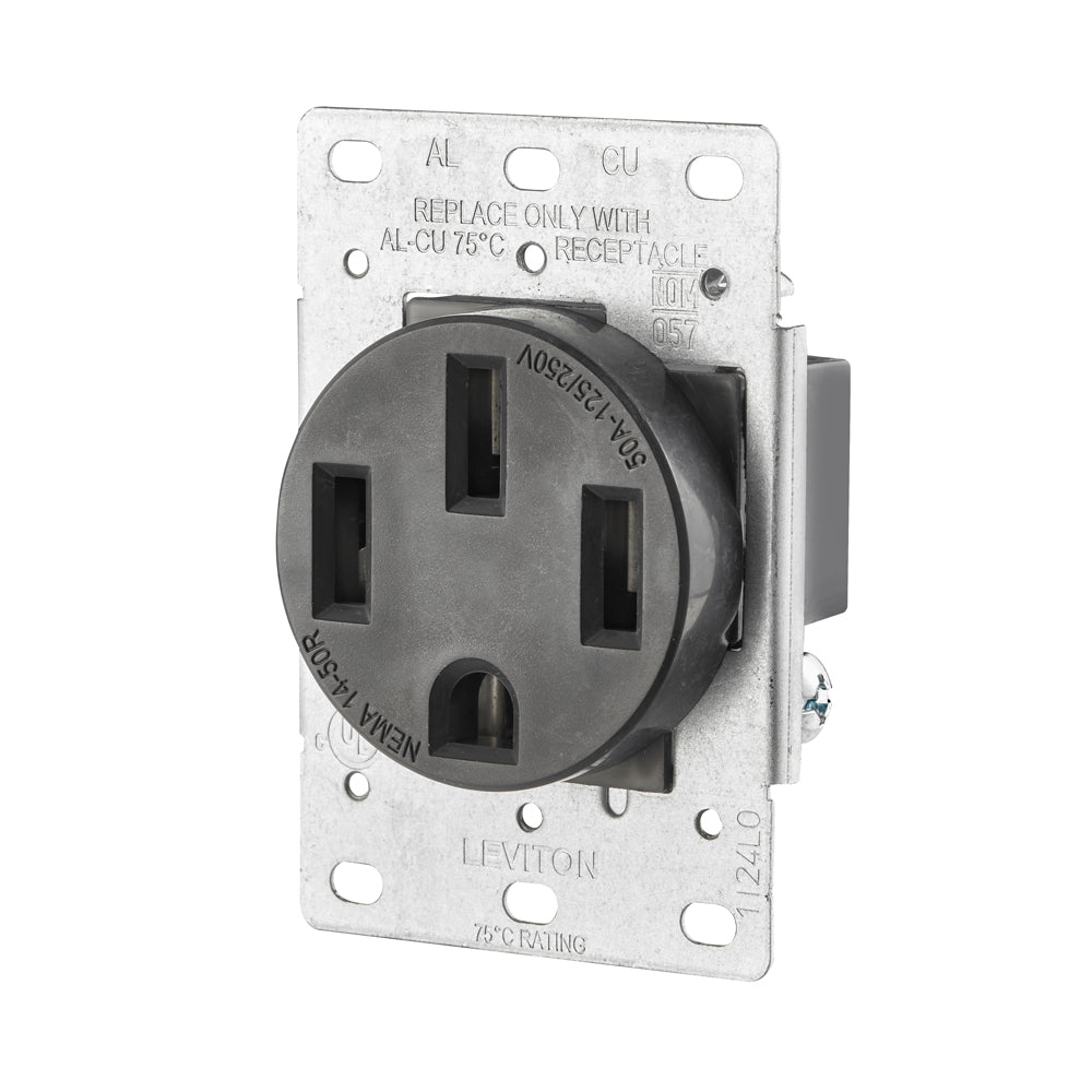 30-Amp, 125/250-Volt, Flush Mount Electrical Receptacle, Straight Blade, Industrial Grade, 5207-S10