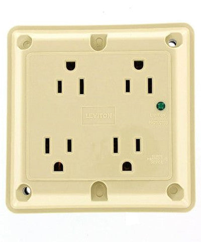 15 Amp, 125 Volt, Industrial Extra Heavy Duty Grade, 4-In-1 Receptacle, Straight Blade, Grounding, Surge with Indicator Light, 5480 - Leviton - 2