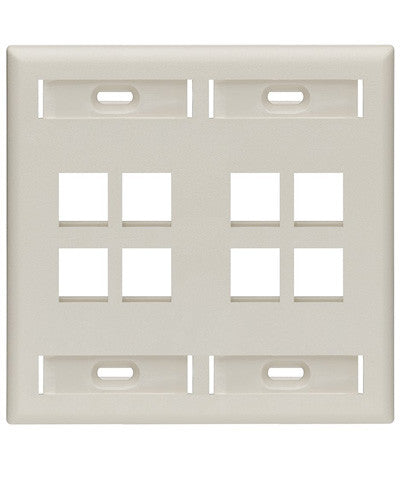 Dual-Gang QuickPort Wall Plate with ID Windows, 8-Port, Light Almond, 42080-8TP