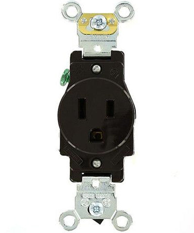 15 Amp, Single Receptacle, Industrial Heavy Duty Grade, Straight Blade, 125 Volt, Self Grounding, Brown/Gray/Ivory/Red/White, 5261 - Leviton - 1