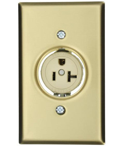 20 Amp, 125 Volt, Floor Mounting Single Receptacle, Straight Blade, Commercial Grade, Self Grounding, Ivory, 5349-FBA - Leviton