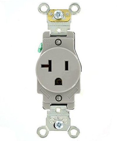 20 Amp, Single Receptacle, Industrial Heavy Duty Grade, Straight Blade, 125 Volt, Self Grounding, Brown/Gray/Ivory/Red/Light Almond/White, 5361 - Leviton - 2