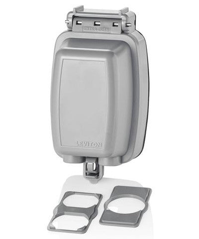 While-in-Use Cover for GFCI/Decora, Duplex & Single Outlet, Vertical, Gray, 5980-UGY - Leviton
