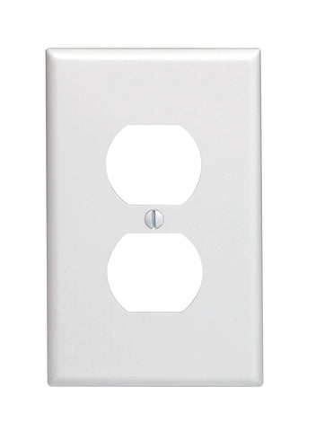 1-Gang Duplex Device Receptacle Wallplate, Midway Size, Thermoset, Device Mount, White, 80503-W