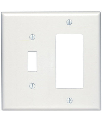 2-Gang 1-Toggle 1-Decora/GFCI Device Combination Wall Plate, Midway Size, Thermoset, Device Mount, 80605 - Leviton