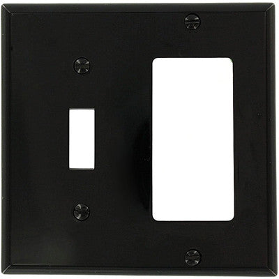 2-Gang, 1-Toggle 1-Decora/GFCI Device Combination Wall Plate, Black, 80707-E - Leviton