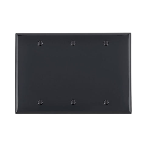 3-Gang No Device Blank Wallplate, Standard Size, Thermoplastic Nylon, Box Mount, Black, 80735-E