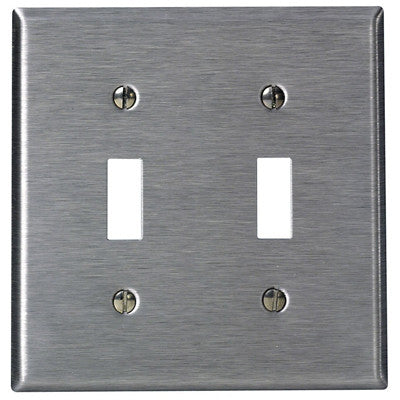 2-Gang Toggle Device Switch Wall Plate, Standard Size, Device Mount,  Stainless Steel, 84009-40