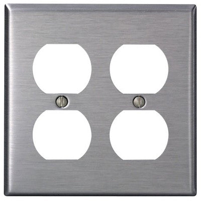 2-Gang, Duplex Device Receptacle Wall Plate, Standard Size, Device Mount, Stainless Steel, 84016-40 - Leviton