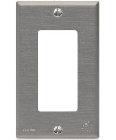 Antimicrobial Treated Decora Wall Plate, 1 Gang, Standard Size, Powder Coated Stainless Steel, 84401-A40 - Leviton