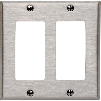 2-Gang Decora/GFCI Device Decora Wall Plate, Device Mount, Stainless Steel, 84409-40 - Leviton