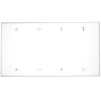4-Gang, No Device, Blank Wall Plate, Standard Size, Thermoset, Box Mount, White, 88064