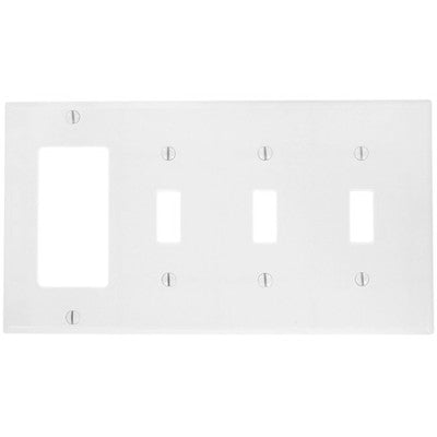 4-Gang, 3-Toggle, 1-Decora/GFCI Device, Combination Wall Plate, Standard Size, Device Mount, P326 - Leviton - 1