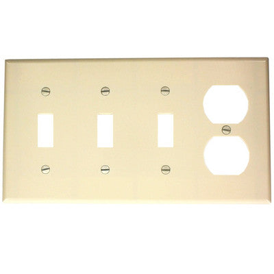 4-Gang, 3-Toggle, 1-Duplex Device, Combination Wall Plate, Standard Size, Device Mount, P38 - Leviton - 2