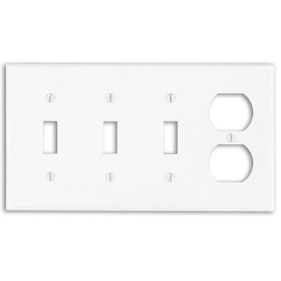 4-Gang, 3-Toggle, 1-Duplex Device, Combination Wall Plate, Standard Size, Device Mount, P38 - Leviton - 1
