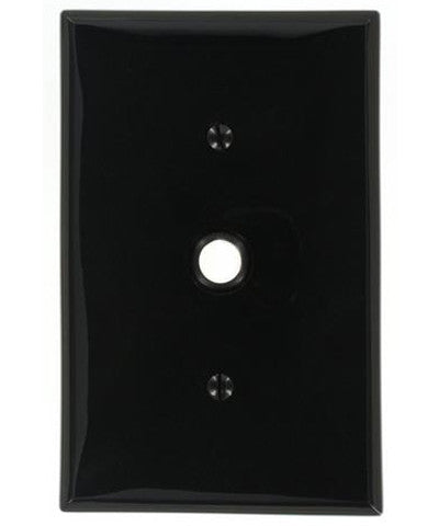 1-Gang .406 Inch Hole Device Telephone/Cable Wall Plate, Midway Size, Thermoplastic Nylon, Strap Mount, Ebony, PJ11-E - Leviton