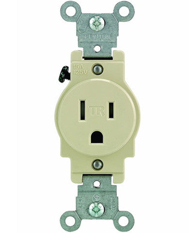 15 Amp, Narrow Body Single Receptacle, Straight Blade, Tamper Resistant, 125 Volt, Commercial Grade, Grounding, T5015 - Leviton - 2