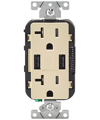 USB Charger/Tamper-Resistant Duplex Receptacle, 20-Amp, T5832 - Leviton - 2