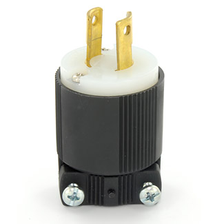 20 Amp, 250 Volt, NEMA L2-20P 2-Pole, 2-Wire Plug Nylon, Non-Polarized - BLACK-WHITE, 7102-NP