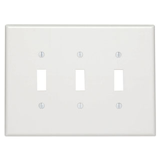 3-Gang Toggle Device Switch Wallplate, Oversized, Thermoset, Device Mount - White, 88111