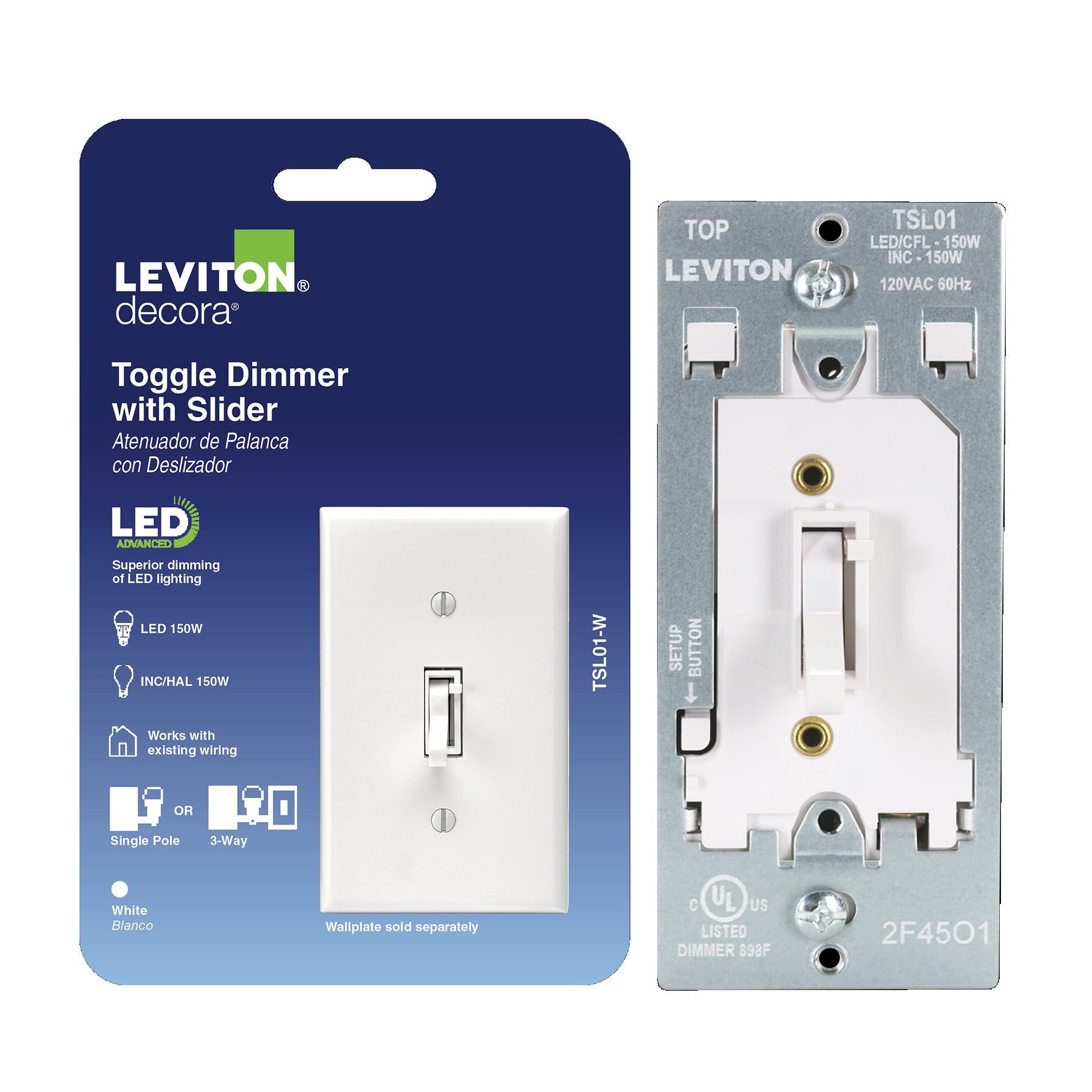 Switch For Led Toggle Slide LED Advanced Dimmer Switch for 150W Dimmable LED, Halogen ...