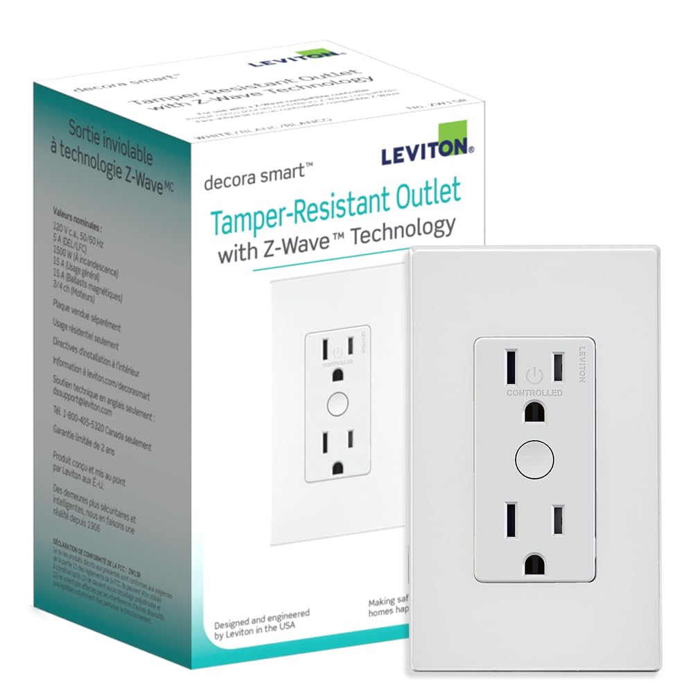 Tamper-Resistant Outlet with Z-Wave Technology, ZW15R-1BW