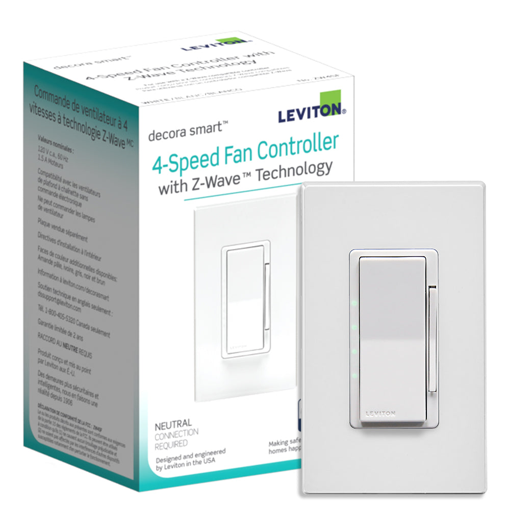 Decora Smart Z-Wave Fan Speed Controller, ZW4SF-1BW