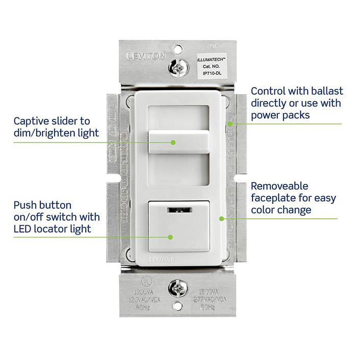 IllumaTech Dimmer Switch for 0-10V LED, Mark 7 Florescent Ballasts, IP ...