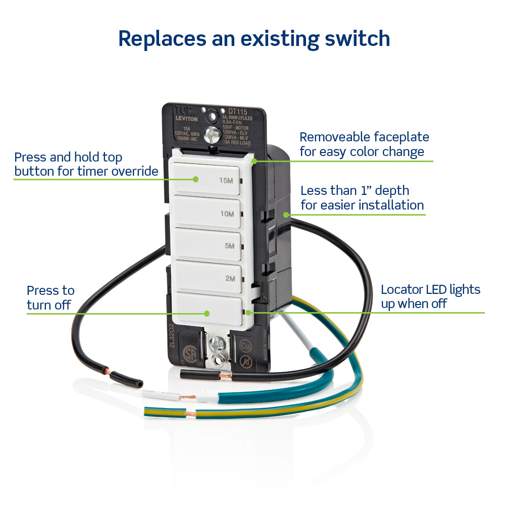 Leviton Digital For Lights Leviton Countdown - 30min To 4 Hour Timer For  Lights, Fans \u0026 Pool Pumps Timer Switch, image size:1000x1000
