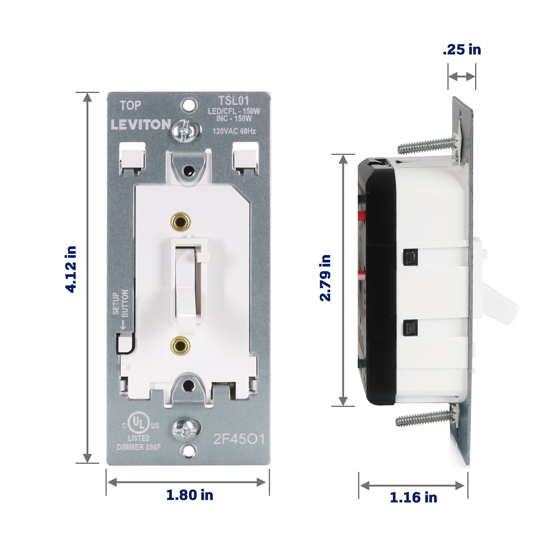 Switch For Led Toggle Slide LED Advanced Dimmer Switch for 150W Dimmable LED, Halogen ...