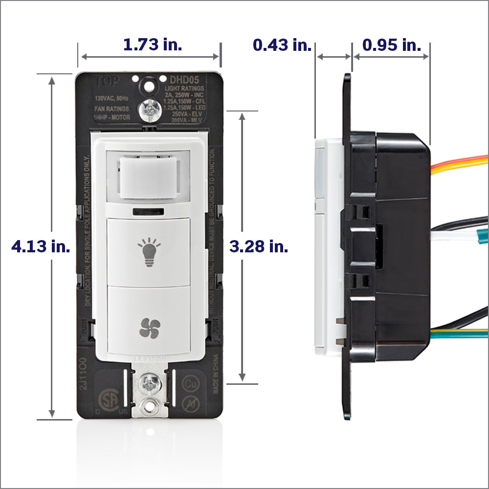 Decora In-Wall Combination Humidity Sensor and Fan Control with Light ...
