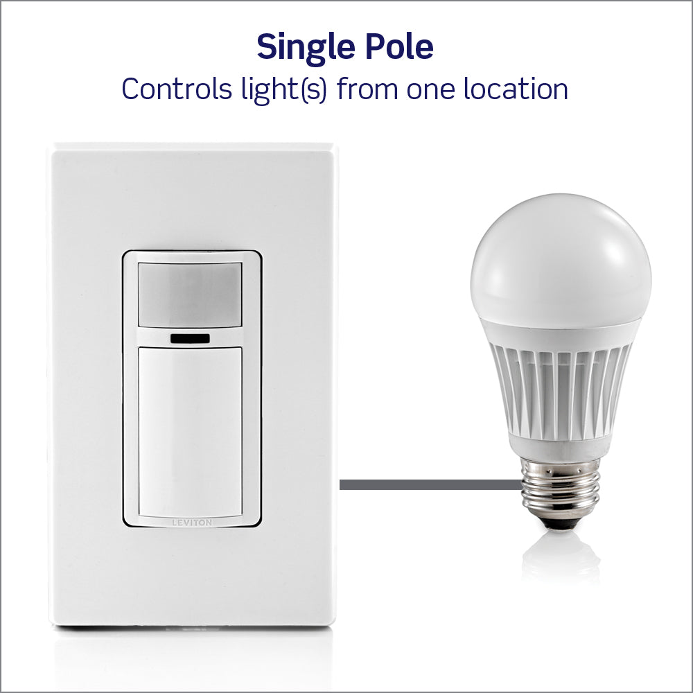 Decora Motion Sensor InWall Switch, AutoOn, 2A, Single Pole, DOS02