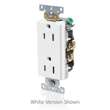 15 Amp Decora Plus Duplex Receptacle/Outlet, Industrial Grade, Self-Grounding, White, 16252-W