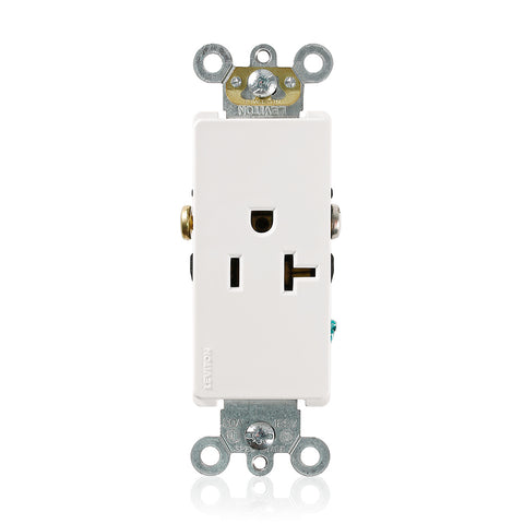 20 Amp Decora Plus Single Receptacle/Outlet, Commercial Grade, Self-Grounding, 16341-W
