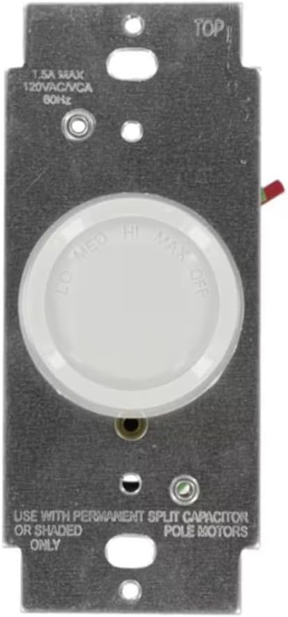 Rotary Ceiling Fan Wall Switch, Quiet 4-Speed Fan Control, 1.5 Amp, 6639-10Z