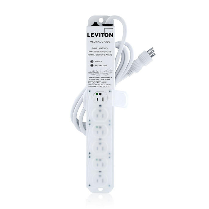 Medical Grade Surge Protective Power Strip, 15 Amps, 125-Volt, 6 Outlets, 5306M-1S