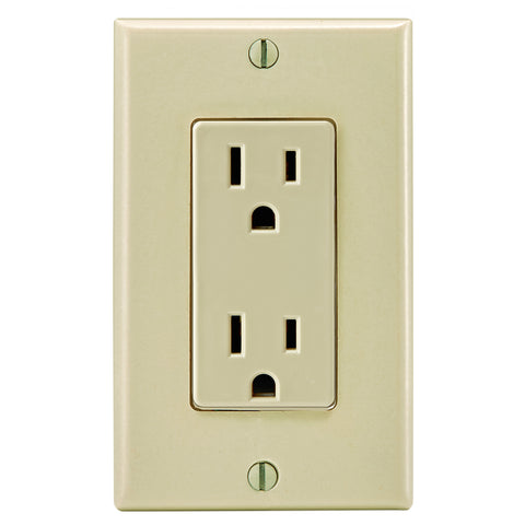 Outlet Socket, Decora Receptacle, 15 Amp, 125 Volt, Tamper Resistant,  Grounding with Wall Plates UL Listed White 50pack Micmi (15A)