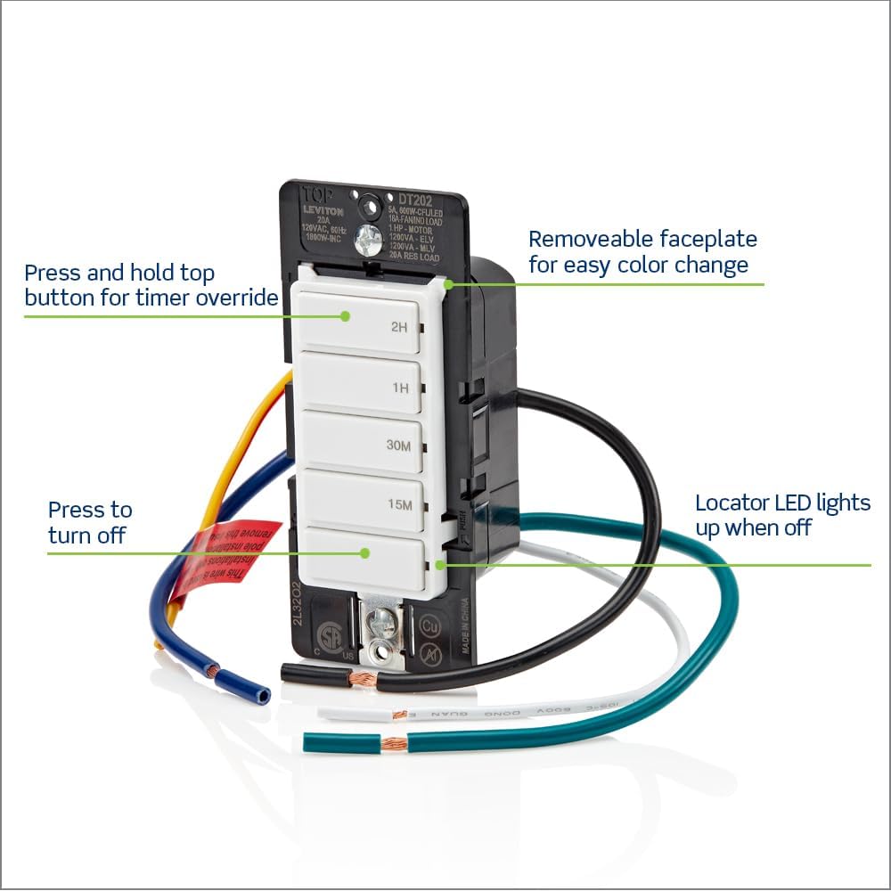 Countdown Timer Switch for bathroom household lights, 15-30 min, 1-2 h ...