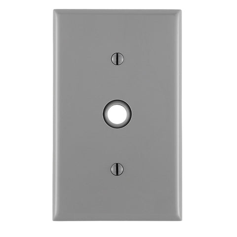 1-Gang .406 Inch Hole Device Telephone/Cable Wallplate, Standard Size, Thermoplastic Nylon, Strap Mount, Gray, 80718-GY