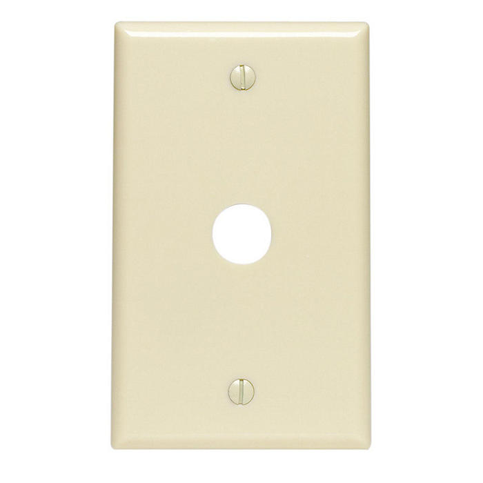 1-Gang Single 0.625 Inch Hole Outlet/Receptacle Wallplate, Standard Size, Thermoset, Ivory