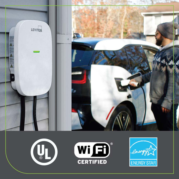 Leviton Level 2 Smart Electric Vehicle (EV) Charger with Wi-Fi, 48 Amp