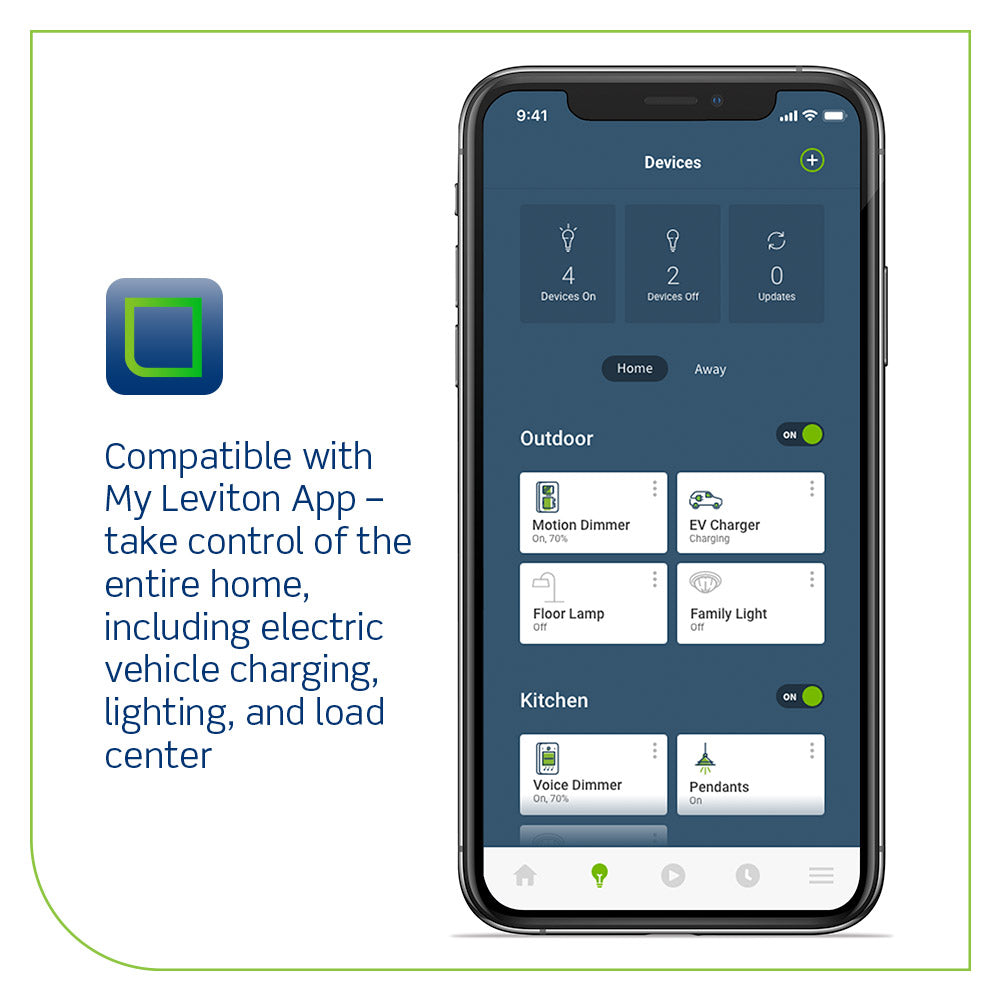 Leviton Level 2 Smart Electric Vehicle Ev Charger With Wi Fi 48 Amp 8172