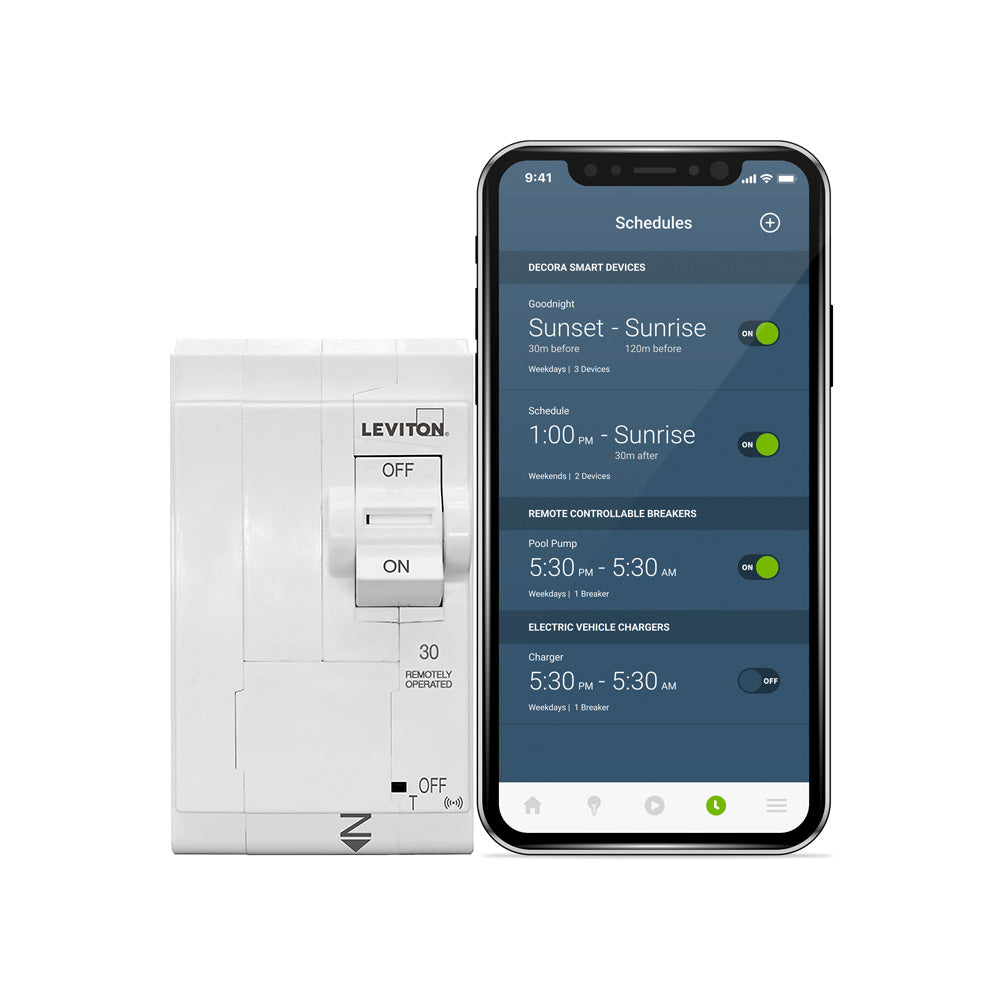 Leviton LB230-ST 2nd Gen Smart Circuit Breaker with Remote Control, Standard, 2-Pole 30 Amp, 120/240-Volt and 120/208-Volt, 10kA Interrupt Rating