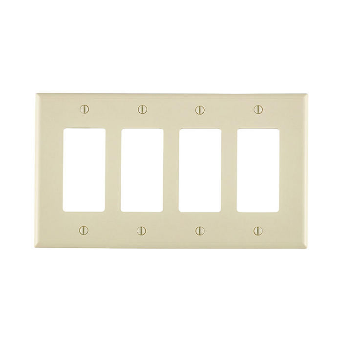 4-Gang Decora Wallplate, Midway Size, Thermoplastic Nylon, Light Almond, PJ264-T