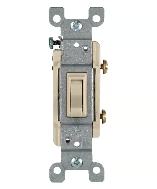 15 Amp Single Pole Toggle Switch, Heavy Duty, Ivory, 0S451-I – Leviton