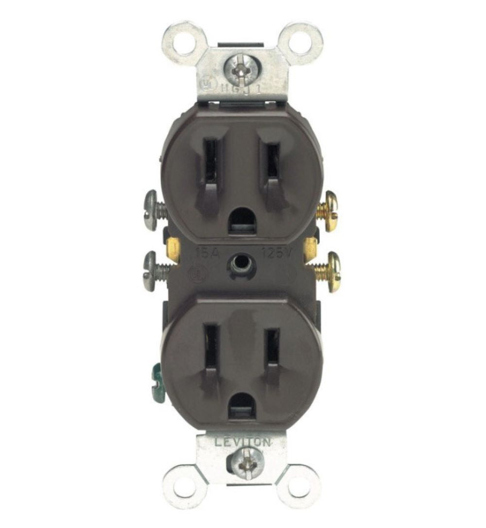 15A Non-TR Duplex Receptacle, Brown, 05320 – Leviton